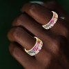 3ctw Scattered Paved Multicolor Sapphire Rainbow Starry Ring