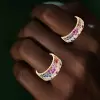 3ctw Scattered Paved Multicolor Sapphire Rainbow Starry Ring