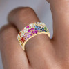 3ctw Scattered Paved Multicolor Sapphire Rainbow Starry Ring