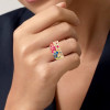 3ctw Scattered Paved Multicolor Sapphire Rainbow Starry Ring