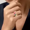3ctw Scattered Paved Multicolor Sapphire Rainbow Starry Ring