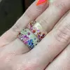 3ctw Scattered Paved Multicolor Sapphire Rainbow Starry Ring