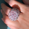 8ctw Oval Cut Pink Sapphire Paved Dome Cocktail Ring