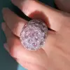 8ctw Oval Cut Pink Sapphire Paved Dome Cocktail Ring