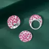 8ctw Oval Cut Pink Sapphire Paved Dome Cocktail Ring