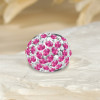 8ctw Oval Cut Pink Sapphire Paved Dome Cocktail Ring