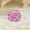 8ctw Oval Cut Pink Sapphire Paved Dome Cocktail Ring