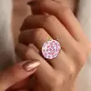8ctw Oval Cut Pink Sapphire Paved Dome Cocktail Ring