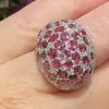 8ctw Oval Cut Pink Sapphire Paved Dome Cocktail Ring
