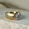3ct Round Cut Matte Flush Set Two Tone Engagement Ring