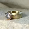 3ct Round Cut Matte Flush Set Two Tone Engagement Ring