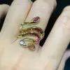 4ctw Flush Set White Sapphire and Ruby Snake Cocktail Ring