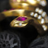 4ctw Flush Set White Sapphire and Ruby Snake Cocktail Ring
