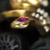 4ctw Flush Set White Sapphire and Ruby Snake Cocktail Ring