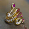 4ctw Flush Set White Sapphire and Ruby Snake Cocktail Ring