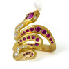 4ctw Flush Set White Sapphire and Ruby Snake Cocktail Ring