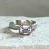 2.5ct Emerald Cut Matte Satin Finish Two Tone Engagement Ring