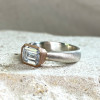 2.5ct Emerald Cut Matte Satin Finish Two Tone Engagement Ring