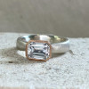 2.5ct Emerald Cut Matte Satin Finish Two Tone Engagement Ring