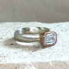 2.5ct Emerald Cut Matte Satin Finish Two Tone Engagement Ring