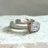 2.5ct Emerald Cut Matte Satin Finish Two Tone Engagement Ring