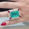 18ct Emerald Cut Paraiba Art-deco Huge Cocktail Ring