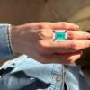 18ct Emerald Cut Paraiba Art-deco Huge Cocktail Ring