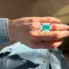 18ct Emerald Cut Paraiba Art-deco Huge Cocktail Ring