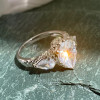 2ct Pear Cut Flower Carving Vintage Three Stone Engagement Ring