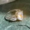 2ct Pear Cut Flower Carving Vintage Three Stone Engagement Ring