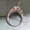2ct Pear Cut Flower Carving Vintage Three Stone Engagement Ring