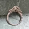 2ct Pear Cut Flower Carving Vintage Three Stone Engagement Ring