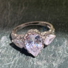 2ct Pear Cut Flower Carving Vintage Three Stone Engagement Ring