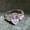 2ct Pear Cut Flower Carving Vintage Three Stone Engagement Ring