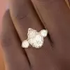 2ct Pear Cut Flower Carving Vintage Three Stone Engagement Ring