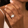 2ct Pear Cut Flower Carving Vintage Three Stone Engagement Ring