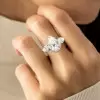2ct Pear Cut Flower Carving Vintage Three Stone Engagement Ring