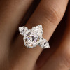 2ct Pear Cut Flower Carving Vintage Three Stone Engagement Ring