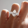 2ct Pear Cut Flower Carving Vintage Three Stone Engagement Ring