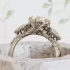 2ct Pear Cut Flower Carving Vintage Three Stone Engagement Ring