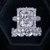 5ct Radiant Cut Three-Pieces Vintage Lace Wedding Ring Set