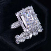 5ct Radiant Cut Three-Pieces Vintage Lace Wedding Ring Set