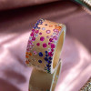 Flush Set Multicolor Sapphire Wide Starry Band Rainbow Ring