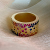 Flush Set Multicolor Sapphire Wide Starry Band Rainbow Ring