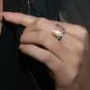 Flush Set Multicolor Sapphire Wide Starry Band Rainbow Ring