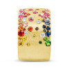 Flush Set Multicolor Sapphire Wide Starry Band Rainbow Ring