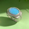 10ct Oval-shaped Blue Opal Matte Large Cocktail Ring
