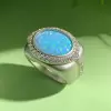 10ct Oval-shaped Blue Opal Matte Large Cocktail Ring
