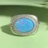 10ct Oval-shaped Blue Opal Matte Large Cocktail Ring