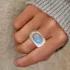10ct Oval-shaped Blue Opal Matte Large Cocktail Ring